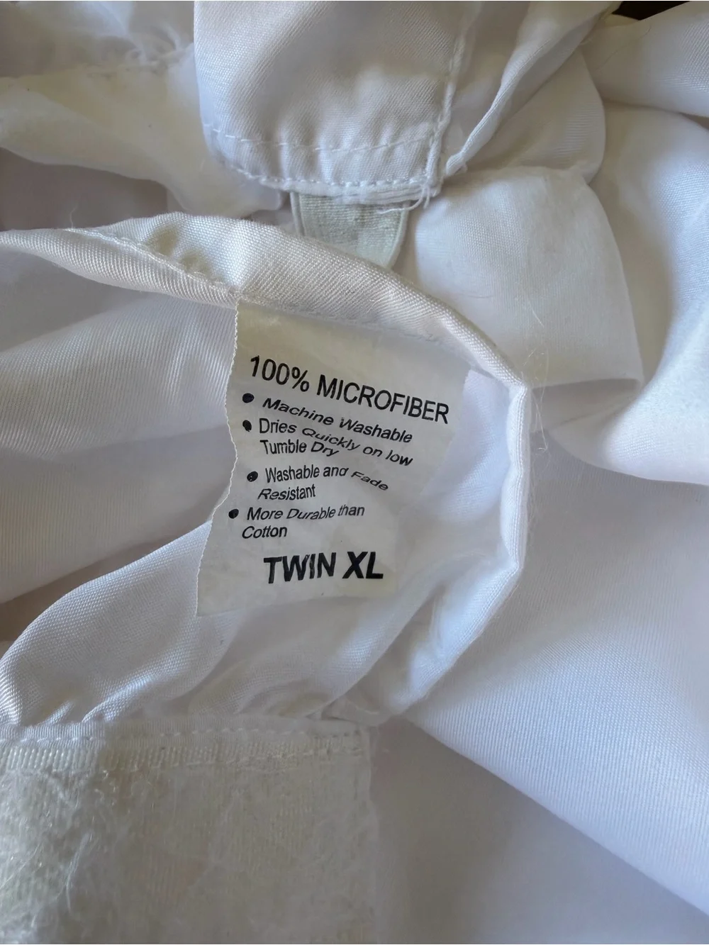 White Fitted Bed Skirt with Elastic Straps